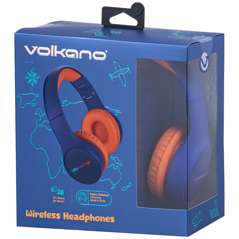 Volkano Atlas Bluetooth Padded Headphones with dB Switch Function