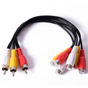 3 RCA Male To 6 RCA Female Splitter AV Cable 