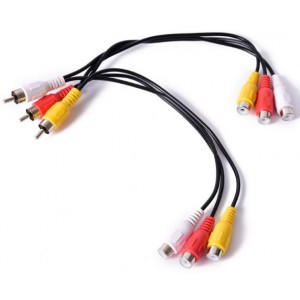 3 RCA Male To 6 RCA Female Splitter AV Cable 