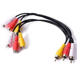 3 RCA Male To 6 RCA Female Splitter AV Cable 