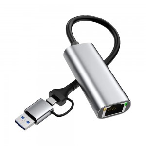USB C+USB3.0(2IN1)TO RJ45 ETHERNET-PE BAG(XF-URJC)