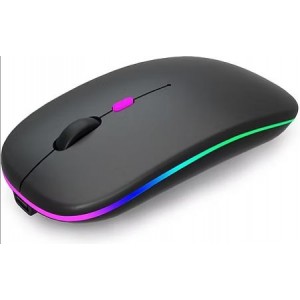 Tuff-Luv - Rechargable and Silent Dual Mode - Bluetooth and Wireless Mouse - USB-C Cable to Recharge 400 Mah Battery - Black