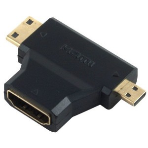 Micro HDMI (m) + Mini HDMI (m) to HDMI (f) Connector