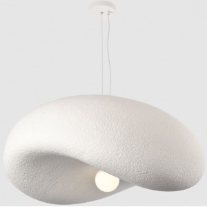 WHITE FOAMED PENDANT 1 x 60W ES 700MM