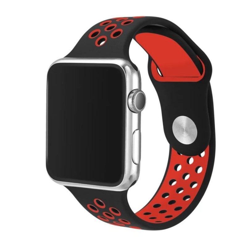 Apple Multi-colour Silicone Watch Strap 38mm-Black|Red