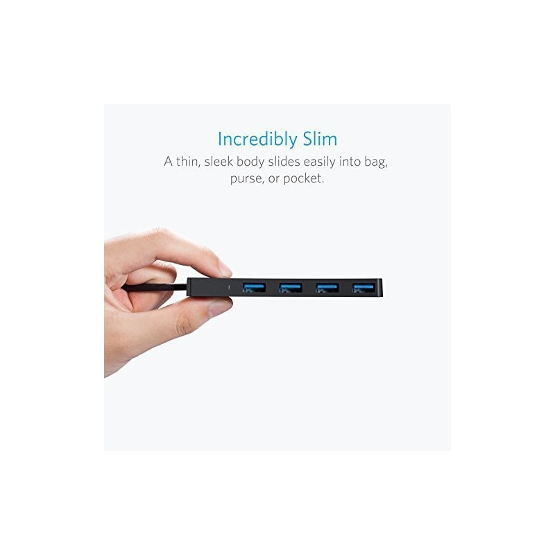 Port Designs 900121 4-Port USB 3.0 Ultra Slim Data Hub for Mac, PC, USB Flash Drives and Other Devices