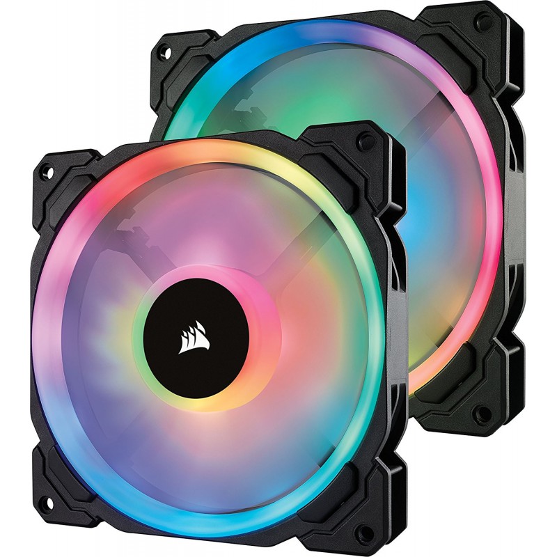 Corsair CO-9050074  LL Series LL140 RGB 140mm Dual Light Loop RGB LED PWM Fan 2 Fan Pack with Lighting Node Pro