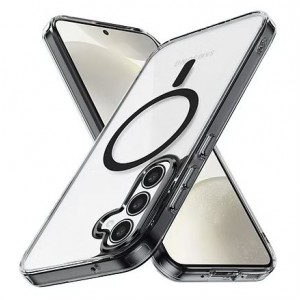 Tuff-Luv - Magnetic Mobile Case Compatible with Samsung Galaxy S25 FE - Clear/Black