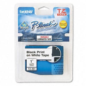 Brother TZ251 1" P-Touch TZ Laminated Tape, White