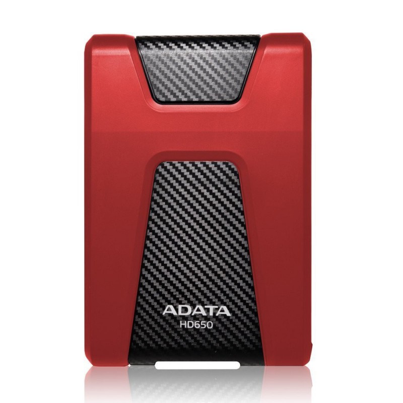 Adata AHD650-1TU3-CRD Anti-Shock External Hard Drive, Red 