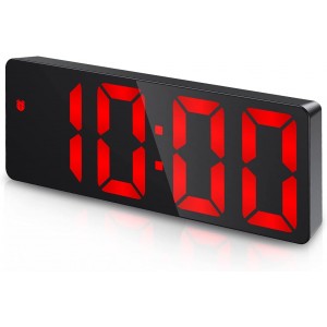 RED LED Digital Alarm Clock - USB-C Powered (Large Display)