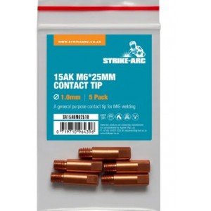 STRIKE-ARC Mig Contact Tip 15AK M6 25MM 1.0MM 5PAC
