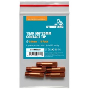 STRIKE-ARC Mig Contact Tip 15AK M6 25MM 0.9MM 5PAC