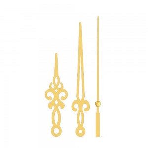 Ornate Fleur-de-Lis Gold Clock Hands Set - Decorative Scroll Filigree Design