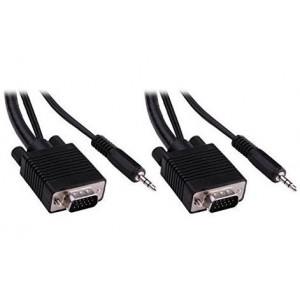 Unbranded VGA400  VGA 15 pin Male to VGA 15 pin Male with Stereo Audio Cable 1.8 m