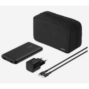 Belkin - Bundle: Portable Charger - 4-in-1 Power Bundle with 10000 mAh Power Bank + 25 Watt USB-C Charging Block + 60 Watt USB-C Cable and Travel Pouch – Fast Charging for Multiple Devices - Compact