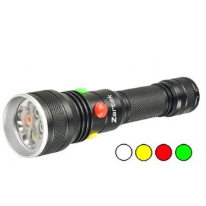 Zartek 4 LED Colour Signal BRIGHT TorchWhite- Red- Yellow- Green- Durable Alumimium IP65 Recharge Type C USB Li-ion Battery and Charger Included