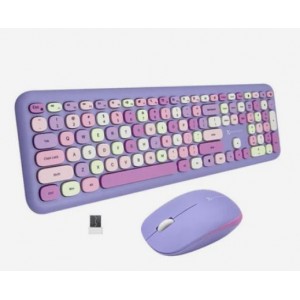 X9 Purple Keyboard and Mouse Combo - Transform Your Space with 2.4G Cute Wireless Aesthetic Colorful Keyboard and Mouse Retro for PC Computer and Laptop (701107500065)
