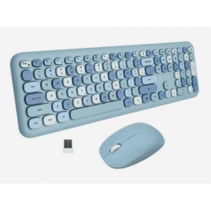 X9 Cute Keyboard and Mouse Combo - Transform Your Space with a Colorful Blue Wireless Keyboard and Mouse Retro Set (110 Keys and 18 Shortcuts) - Aesthetic Keyboard for PC Computer- Laptop (70110750003
