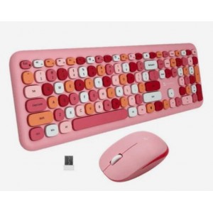 X9 Cute Keyboard and Mouse Combo - 2.4G Wireless Connectivity - Transform Your Space with a Colorful Pink Wireless Keyboard and Mouse Retro Set for Windows PC- Laptop- and Chrome (701107500058)