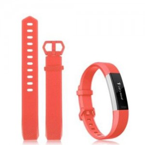 Fitbit Alta Silicon Band - Adjustable Replacement Strap with buckle - Orange, Large