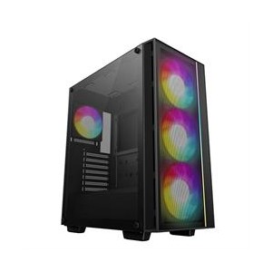 DeepCool MATREXX 55 Mesh V4 C ATX Chassis with Upgraded Front LED Strip- 3X 140mm (Front) and 1X 120mm A-RGB PWM-Enabled Pre-Installed Fans – Black Colour