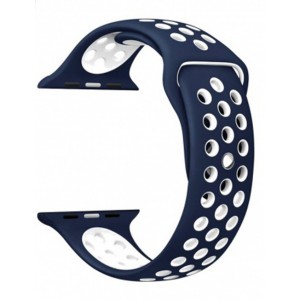 Apple Multi-colour Silicone Watch Strap 38mm-Navy Blue White