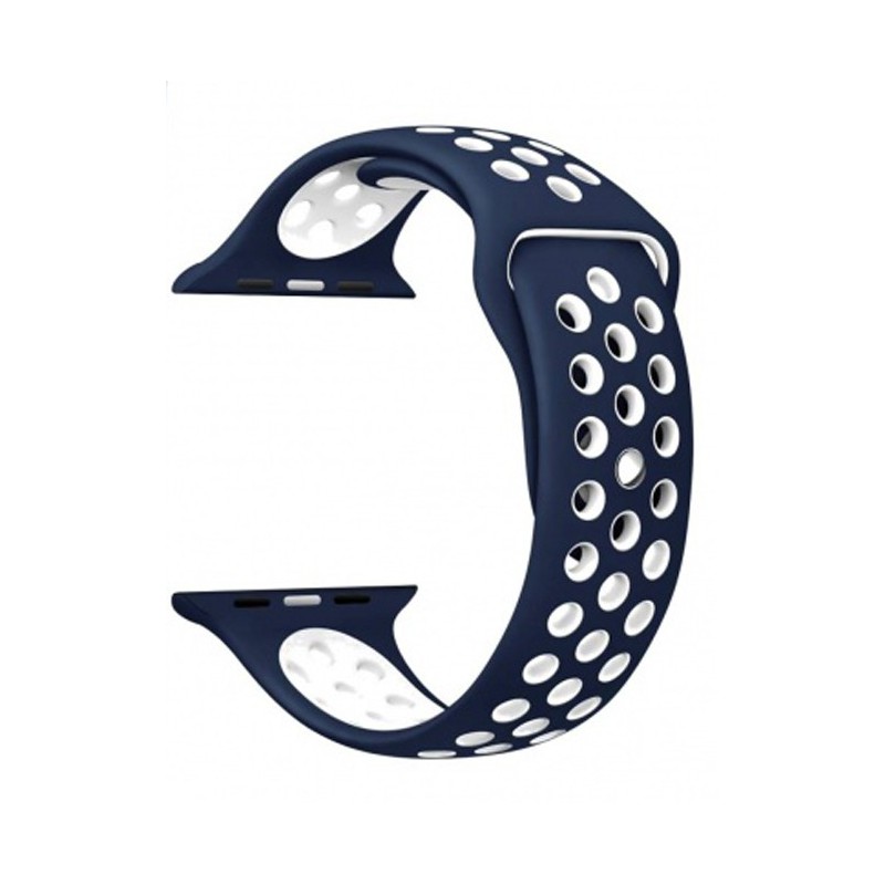 Apple Multi-colour Silicone Watch Strap 42mm-Navy Blue White
