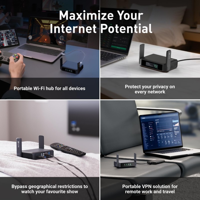 GL.iNet GL-BE3600 (Slate 7) Portable- Pocket Dual-Band Wi-Fi 7- 2.5G ...