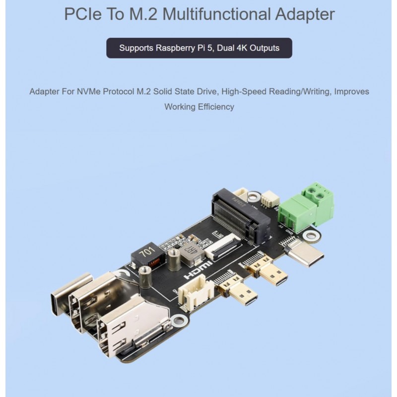 Multifunctional Adapter Compatible with Raspberry Pi 5 - GeeWiz