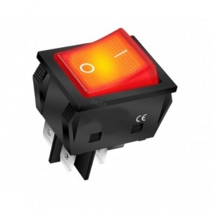 LARGE ROCKER SWITCH DPST 29x22 RED ILUMINATED - DEBULK KCD2-2-201N-220V