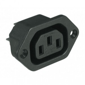 C13 IEC SOCKET FLANGE MOUNT SOLDER TAG 4.8mm K2414