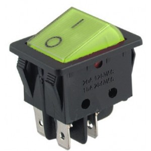 Rocker Switch Dpst Green Illuminated KCD2-201N-C3-G-B-220