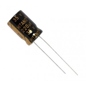 ELECTROLYTIC CAPACITOR RADIAL 220uF 35V HT 10x16 P5 EXR221M35B 10x16