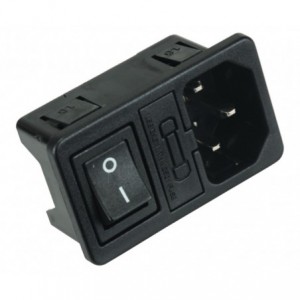 C14 IEC PLUG WITH FUSE HOLDER &amp; SWITCH K24133-1.0mm