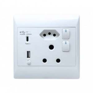 Wall Socket With USB-A And USB-C Chargers STI-1079