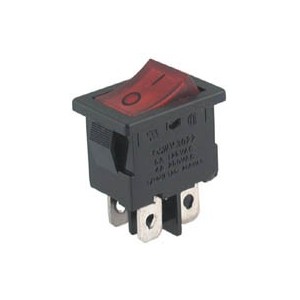 ROCKER SWITCH MINI DPST 13x19 ILL-RED 5A 250V B1151-RED
