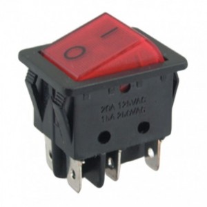ROCKER SWITCH DPDT 30x22mm RED ILUMMI B127B-RD