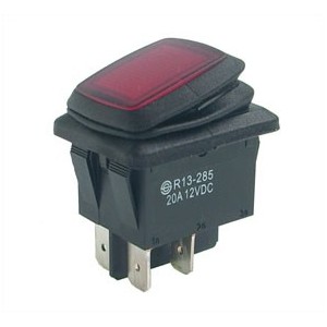 ROCKER SWITCH 12V ILL-RD LED DPST 6.3mmTERM ON-OFF B1325-RD