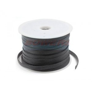 BRAIDED SLEEVING FLAT6 EXP OD9mm -300M/R PET6-BK