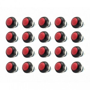 M12 P/BUTTON Switch N.o. Spst Red IP67 - 50P/BOX DS-12B-RED