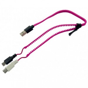 USB 2.0 PLUG TO 2 x MICRO USB PLUG ZIP CABLE PINK - 300mm TMC-011CPK