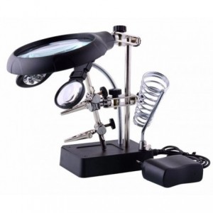 Magnifier + LED + Iron Stand + Helping Hands 220VAC - Debulk MG16129-C