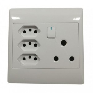 WALL SOCKET 1L+3 EURO+16A 4x4 FLUSH MOUNT STI-1086
