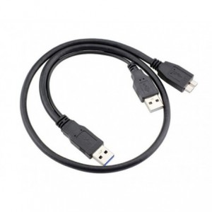 Dual USB A - Micro B USB 3.0 Cable Black 1M 210410