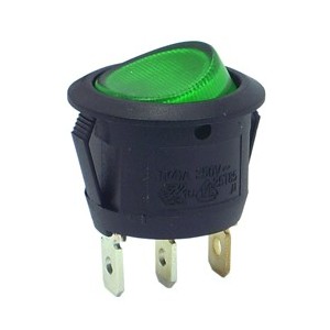 Round Rocker Switch 240VAC 6A Gr Spst Illuminated KCD1-5-101N-220-GR