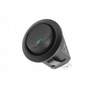 Round Rocker Switch 12VDC Spst W/LED Green - Debulk KCD1-8-101EN
