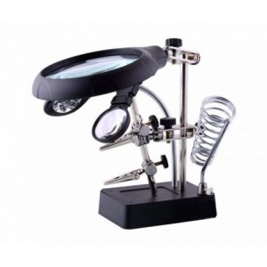 Magnifier + LED + Iron Stand + Helping Hands USB MG16129-C-U