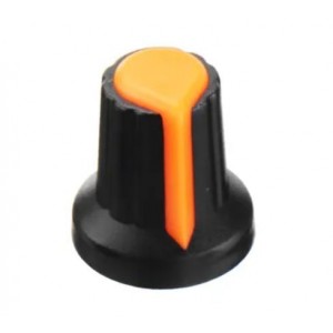 KNOB BLACK SPLINED WITH ORANGE MARKER 6mm 15x17 WH-148-2-ORANGE