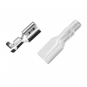 TERMINAL UN-INS NICKEL PLATED 6.35mmx0.8 FEM WITH CLEAR COVER 210039